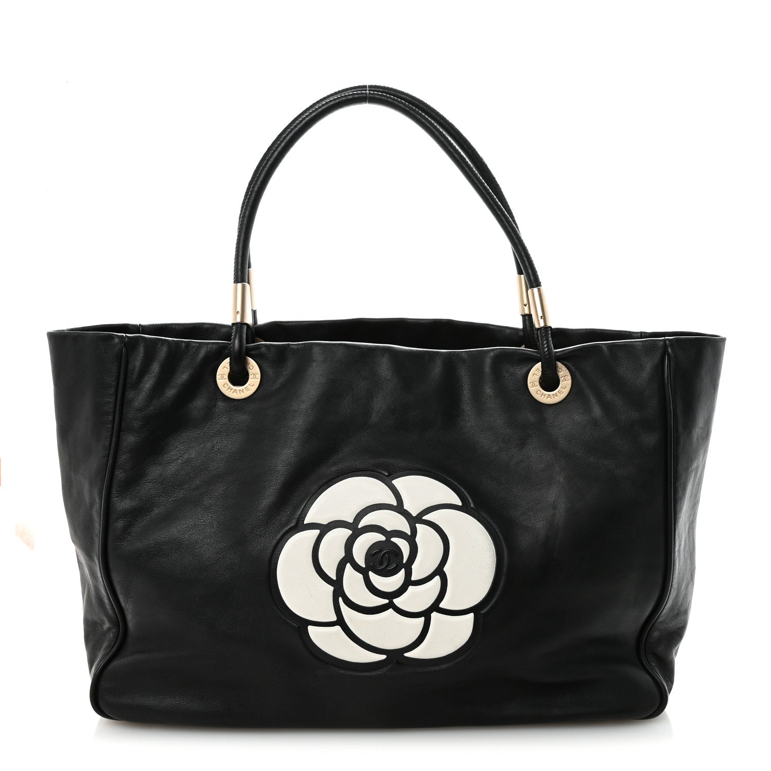 Chanel Lambskin Camellia Tote Black 1 of 10