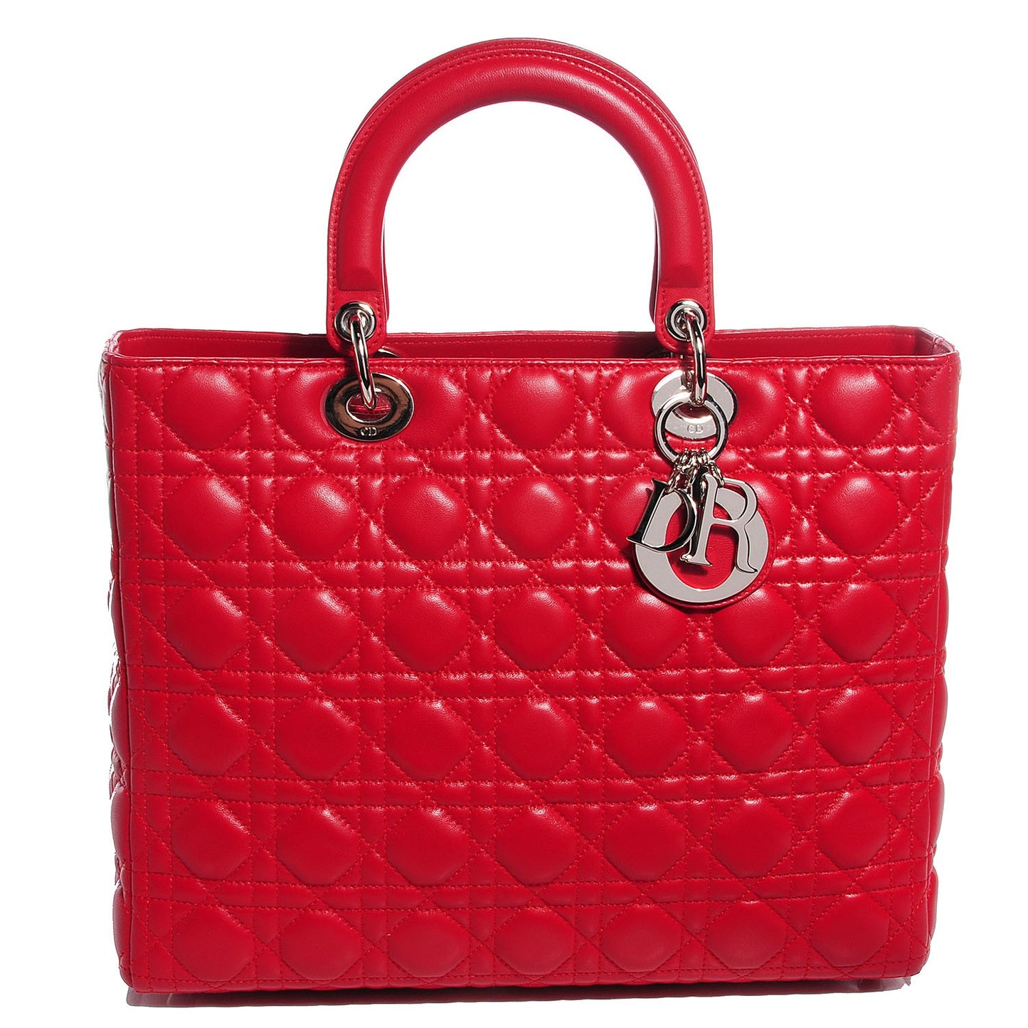 Lambskin Cannage Large Lady Dior Red