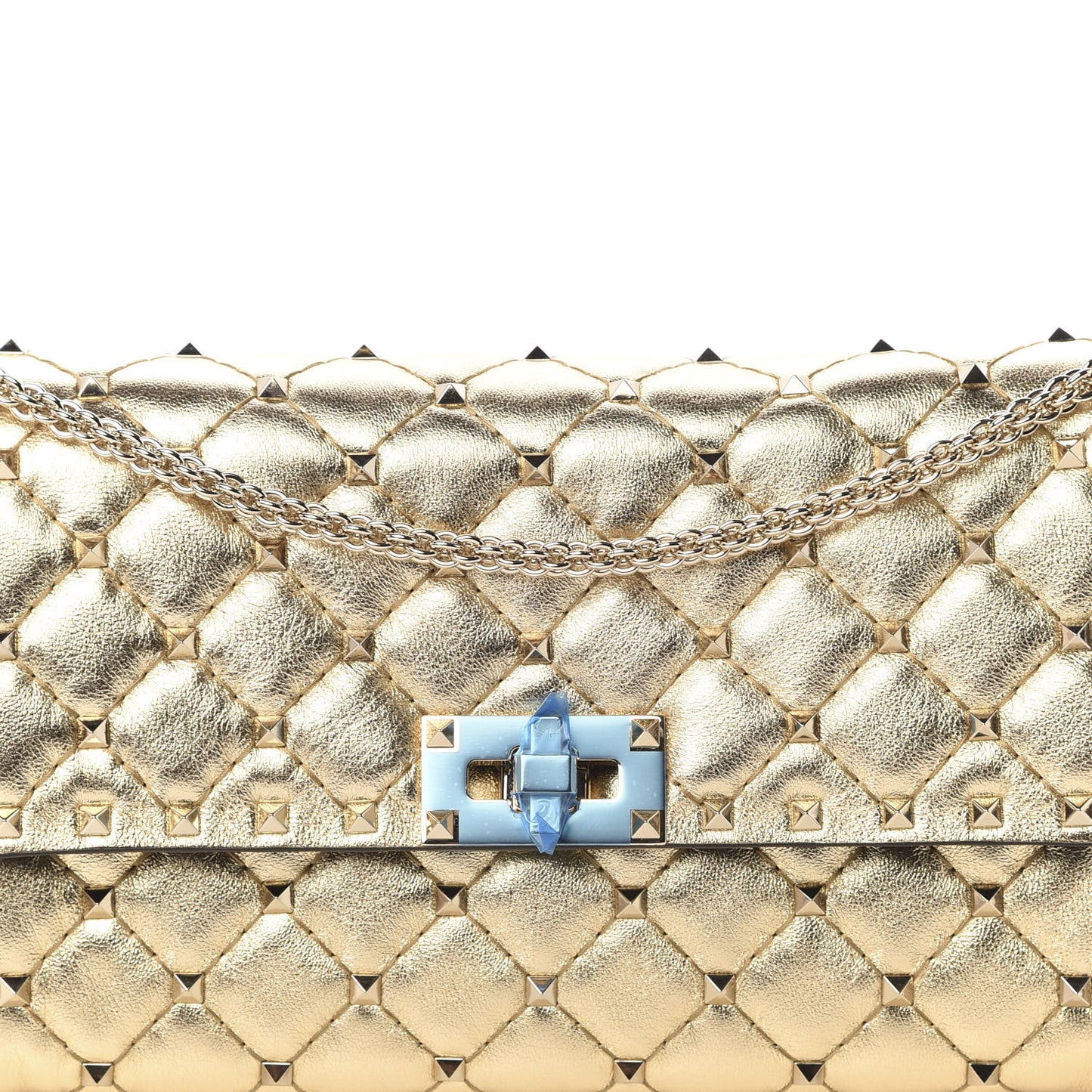 Metallic Nappa Rockstud Spike Wallet on Chain Mekong