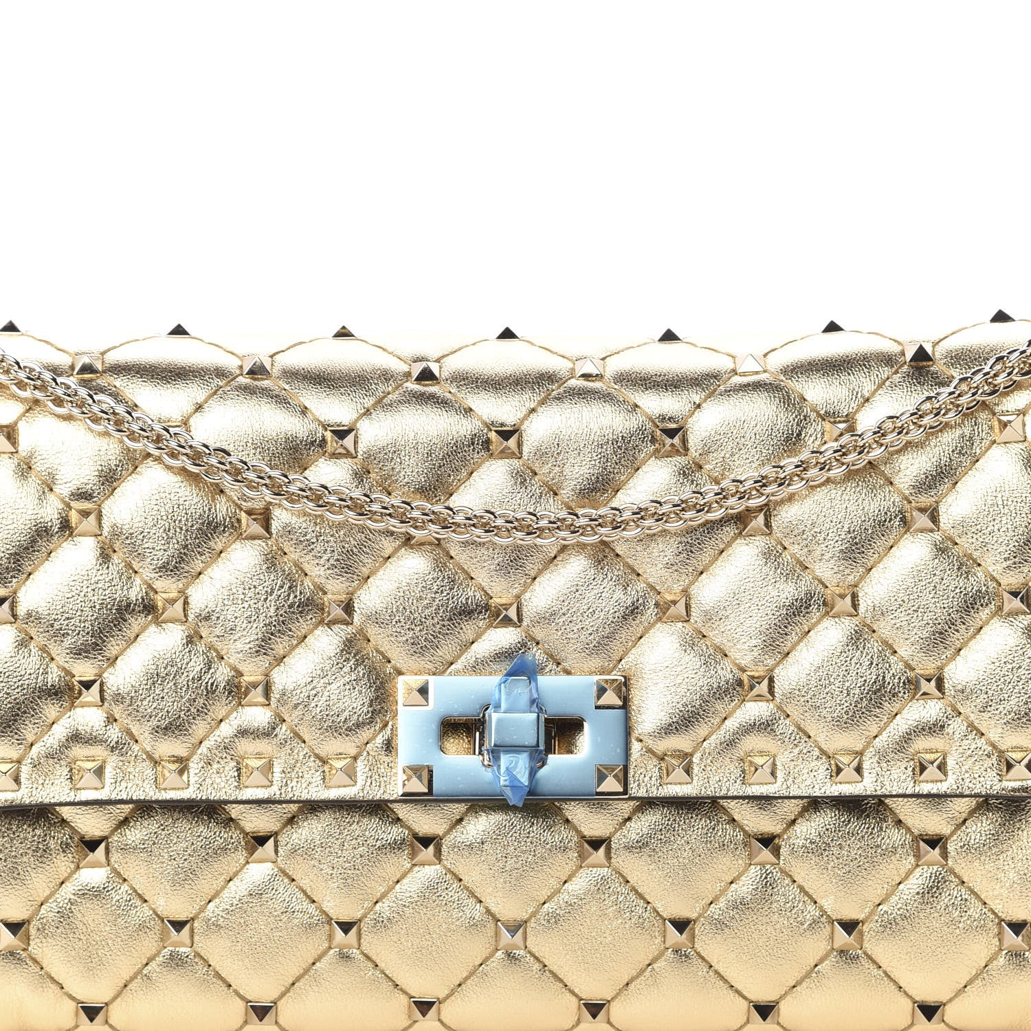 Valentino Garavani Metallic Nappa Rockstud Spike Wallet on Chain Mekong 10 of 10