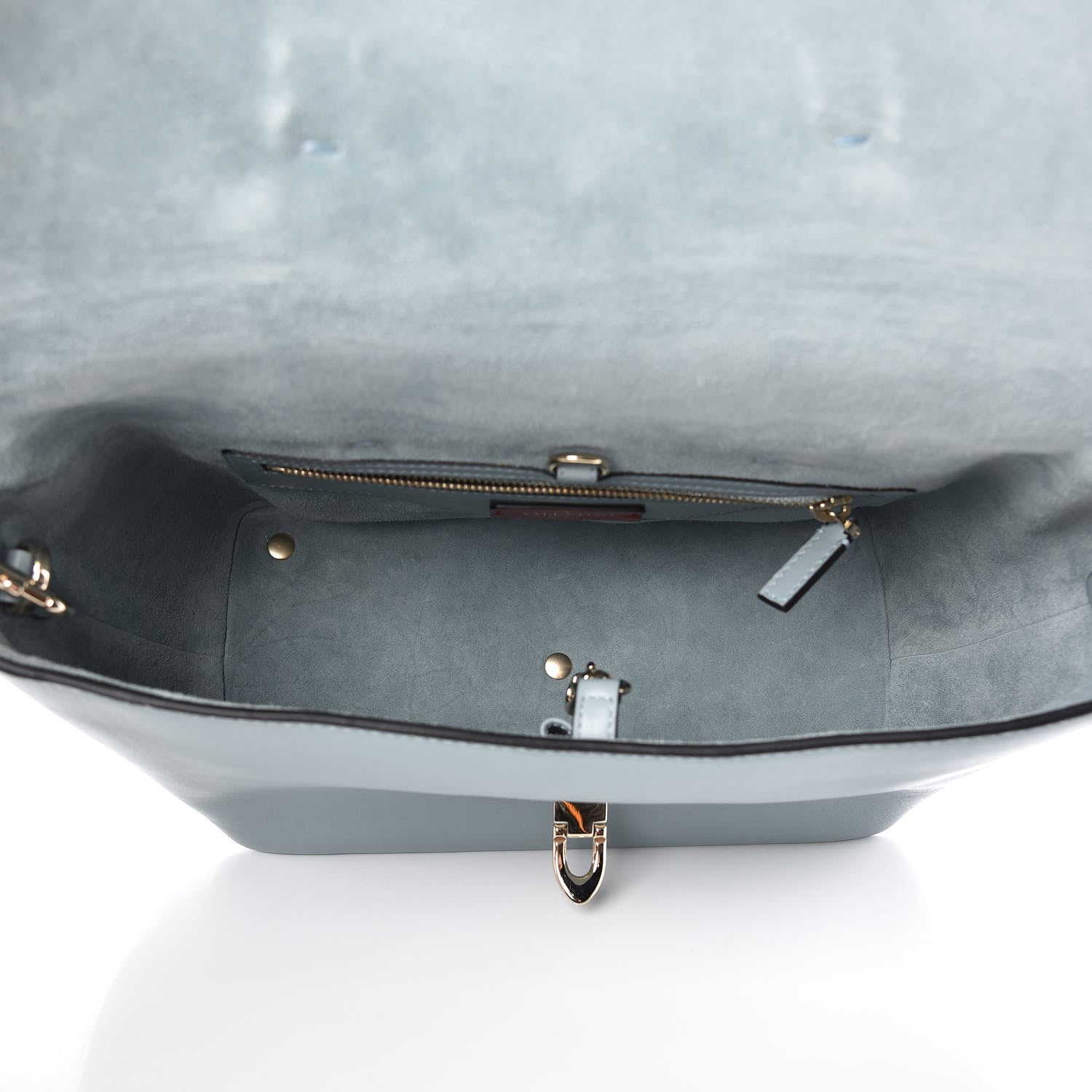 Valentino Garavani Calfskin Small Rockstud Demilune Double Handle Satchel Nube 5 of 10