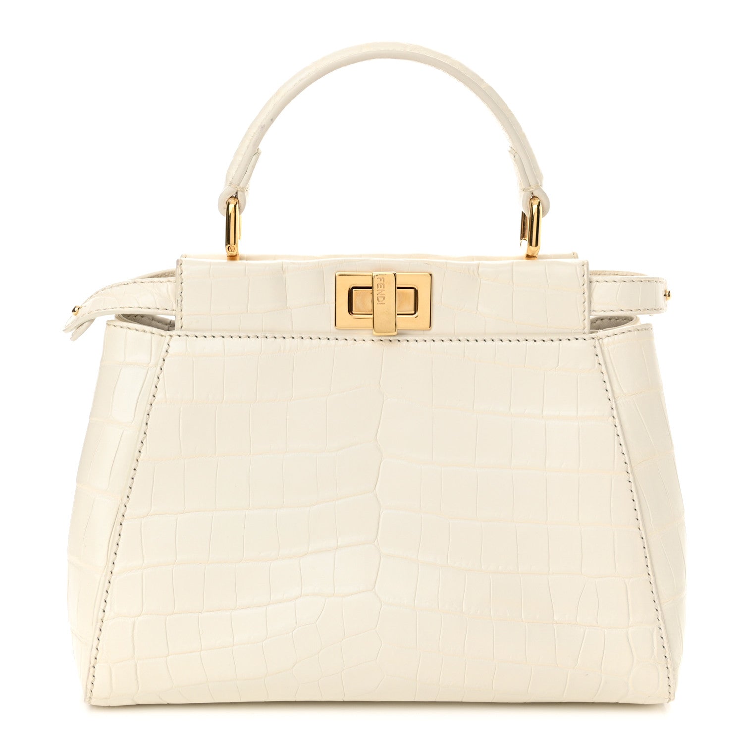 Fendi Shiny Crocodile Shiny Nappa Mini Peekaboo Iconic Satchel White 1 of 12
