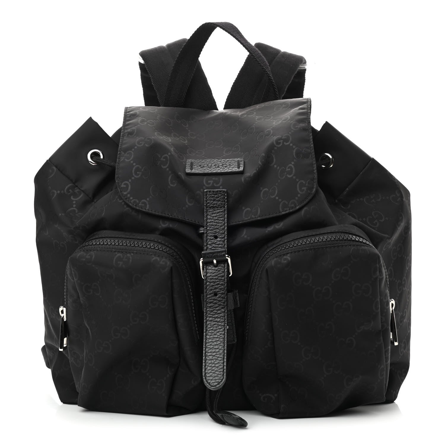 Gucci Nylon Monogram Small Single Buckle Backpack Black 1 of 10