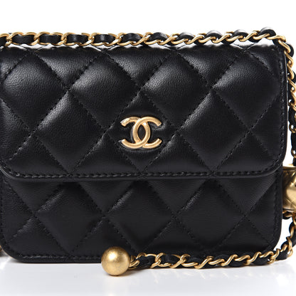 Chanel Lambskin Quilted Pearl Crush Clutch With Chain Black 8 of 10