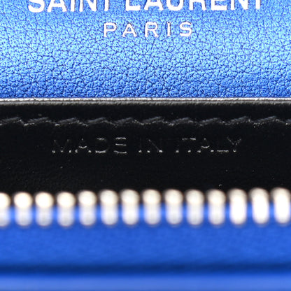 Saint Laurent Metallic Calfskin Monogram Sunset Chain Wallet Blue 7 of 14