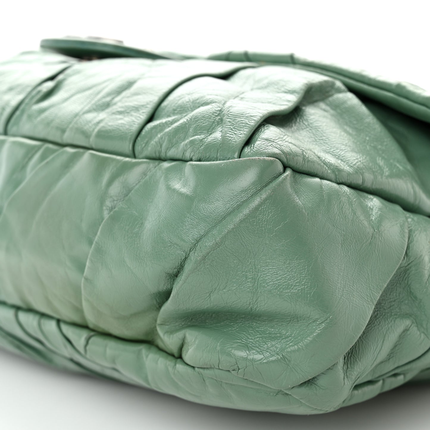 Glazed Calfskin Twisted Maxi Flap Green