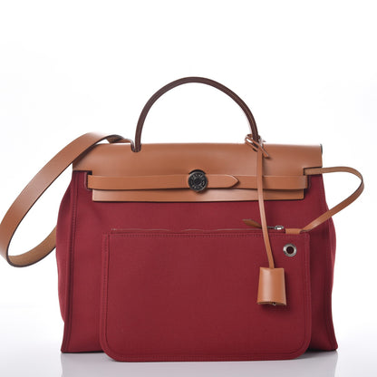 Hermes Vache Hunter Toile Herbag Zip 31 PM Rubis 5 of 11