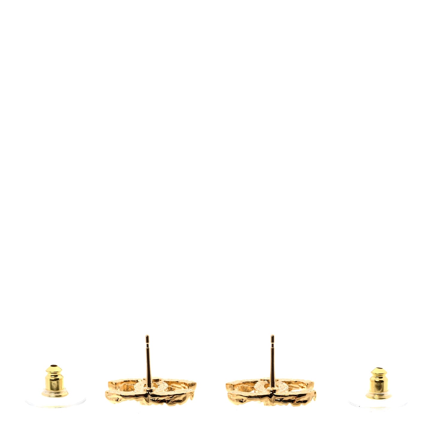 Metal Textured CC Earrings Gold
