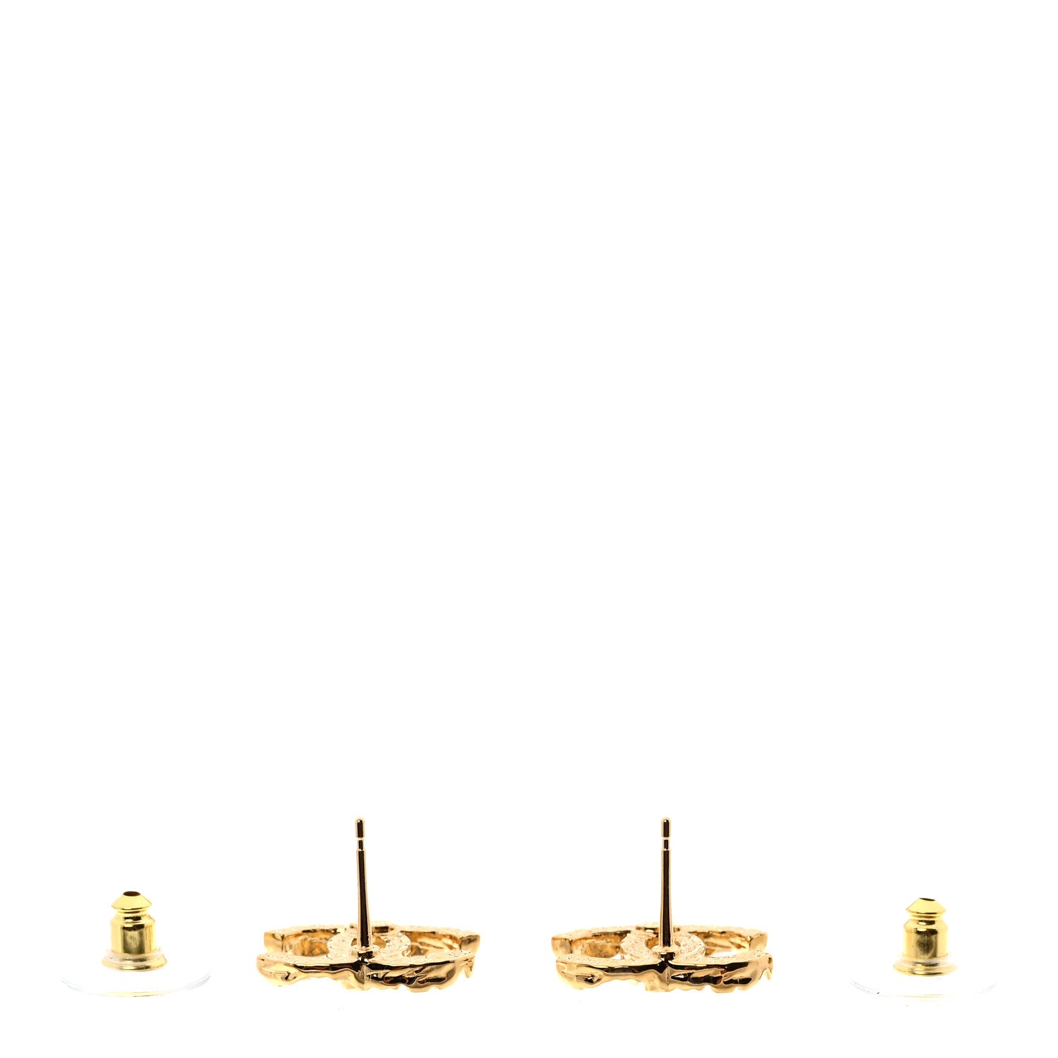 Chanel Metal Textured CC Earrings Gold 4 of 6