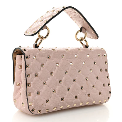 Valentino Garavani Craquele Nappa Small Rockstud Spike Shoulder Bag Water Rose 3 of 11