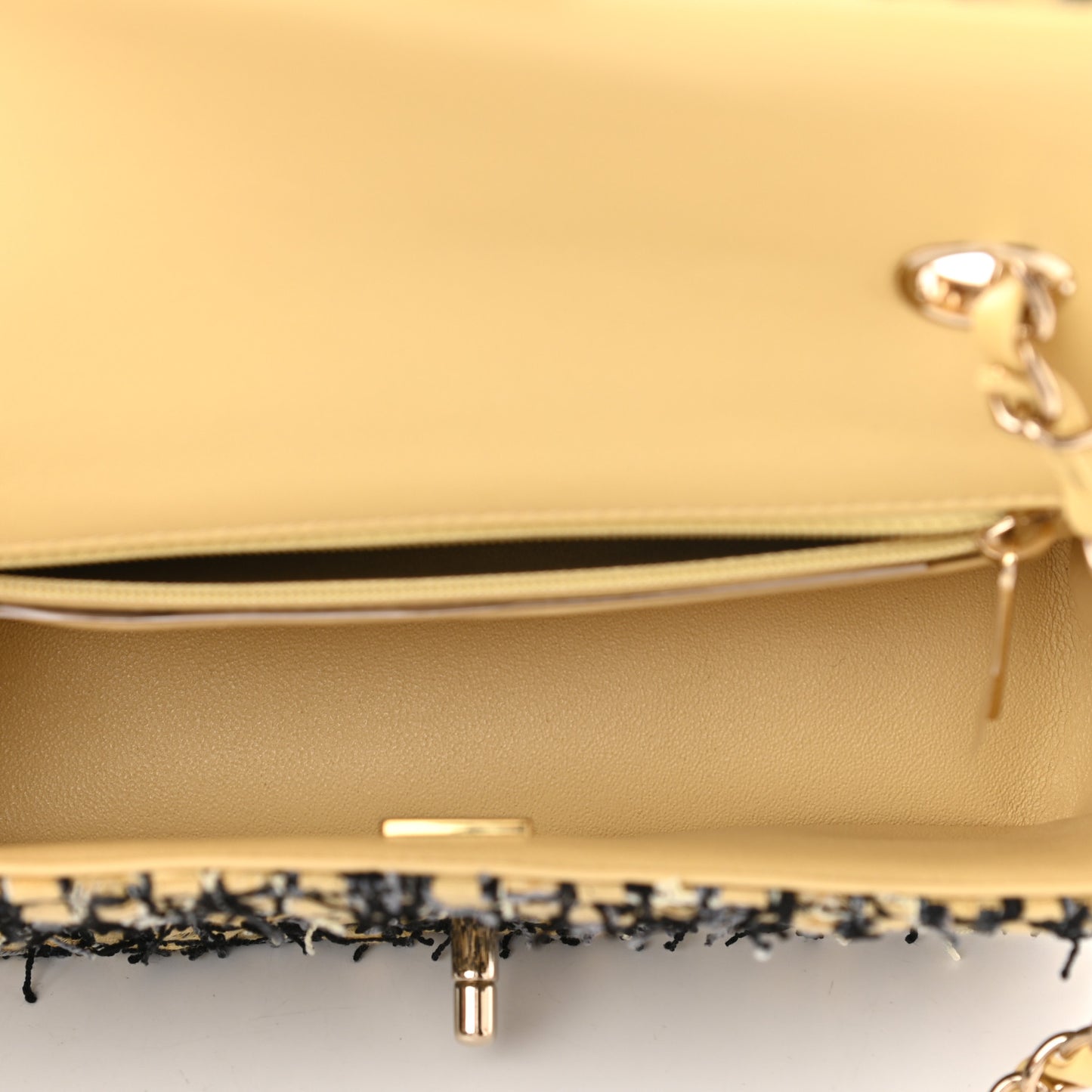 Tweed Quilted Mini Rectangular Flap Yellow Black