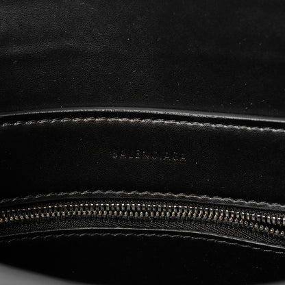 Balenciaga Shiny Calfskin Logo Crocodile Embossed XXS Everyday Tote Indigo 6 of 9