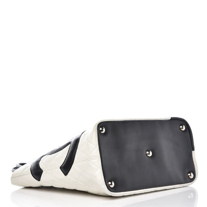 Chanel Calfskin Quilted Large Cambon Tote White Black 4 of 14