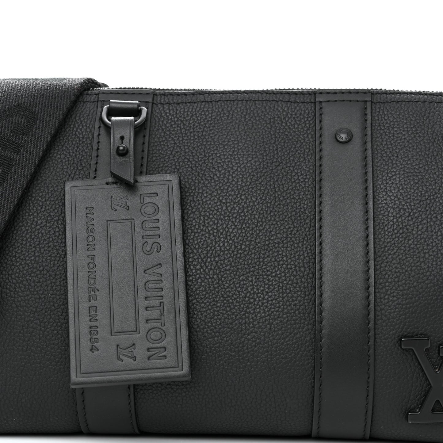 Grained Calfskin Aerogram City Keepall Black