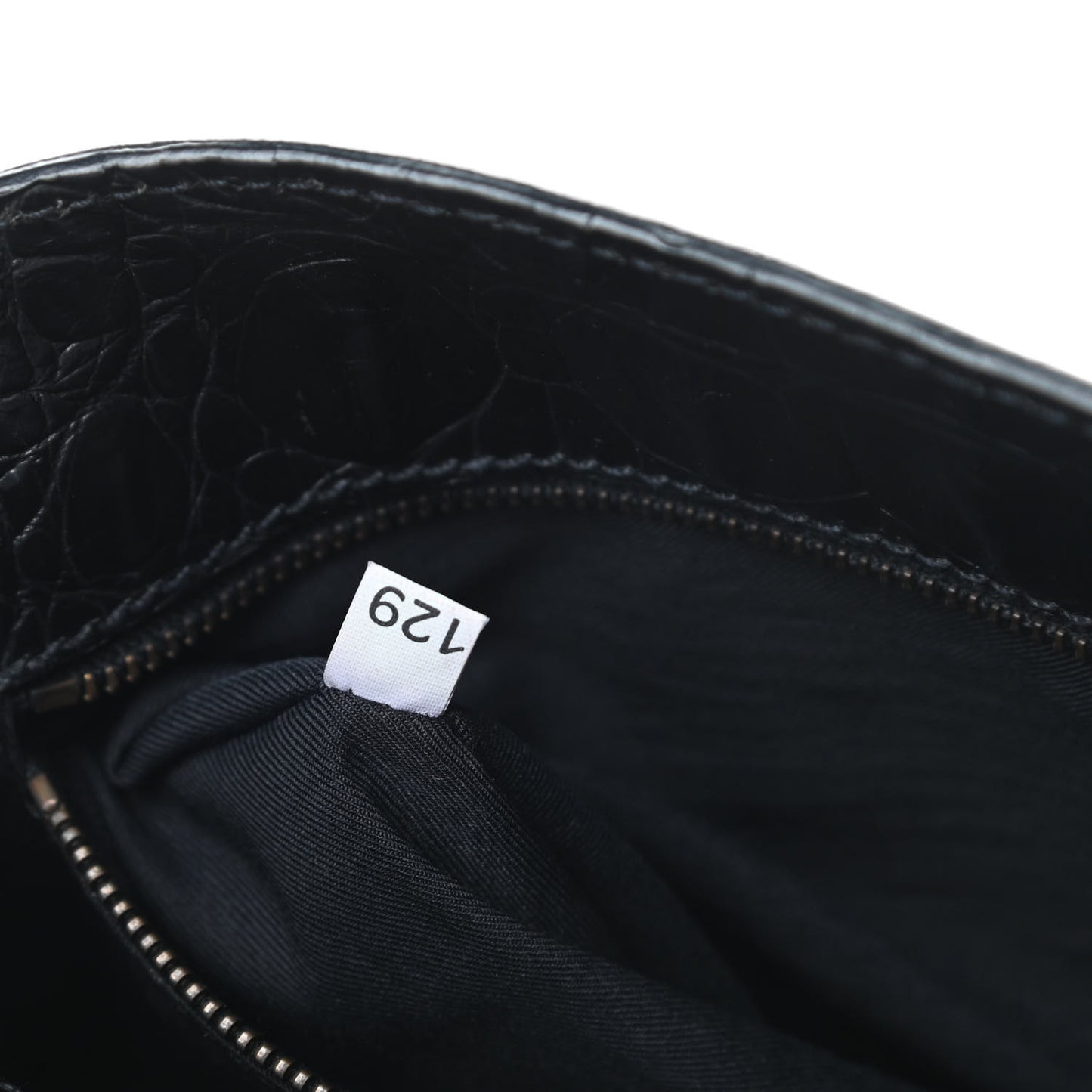 Calfskin Crocodile Embossed Top Handle Tote Black