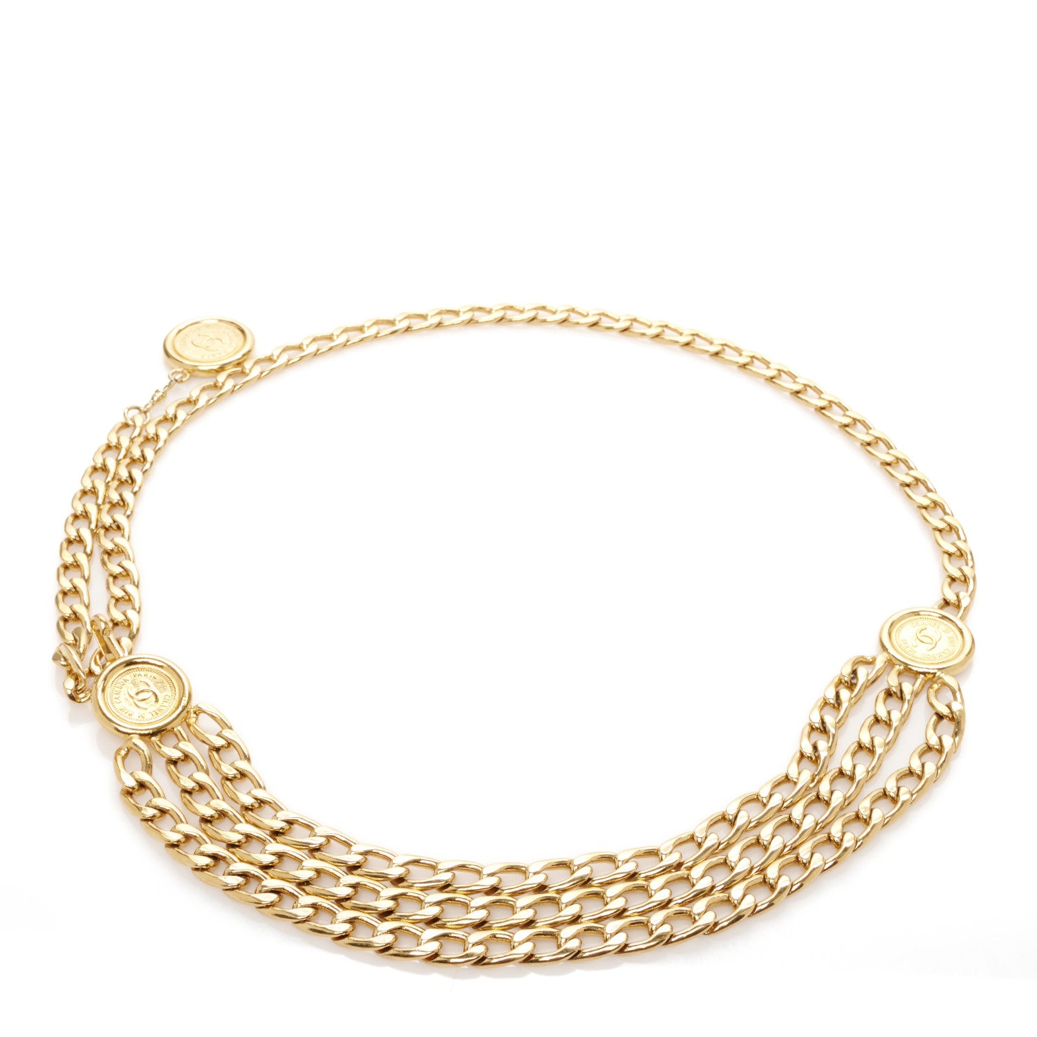 Chanel Metal Medallion CC Triple Chain Belt Gold 1 of 4