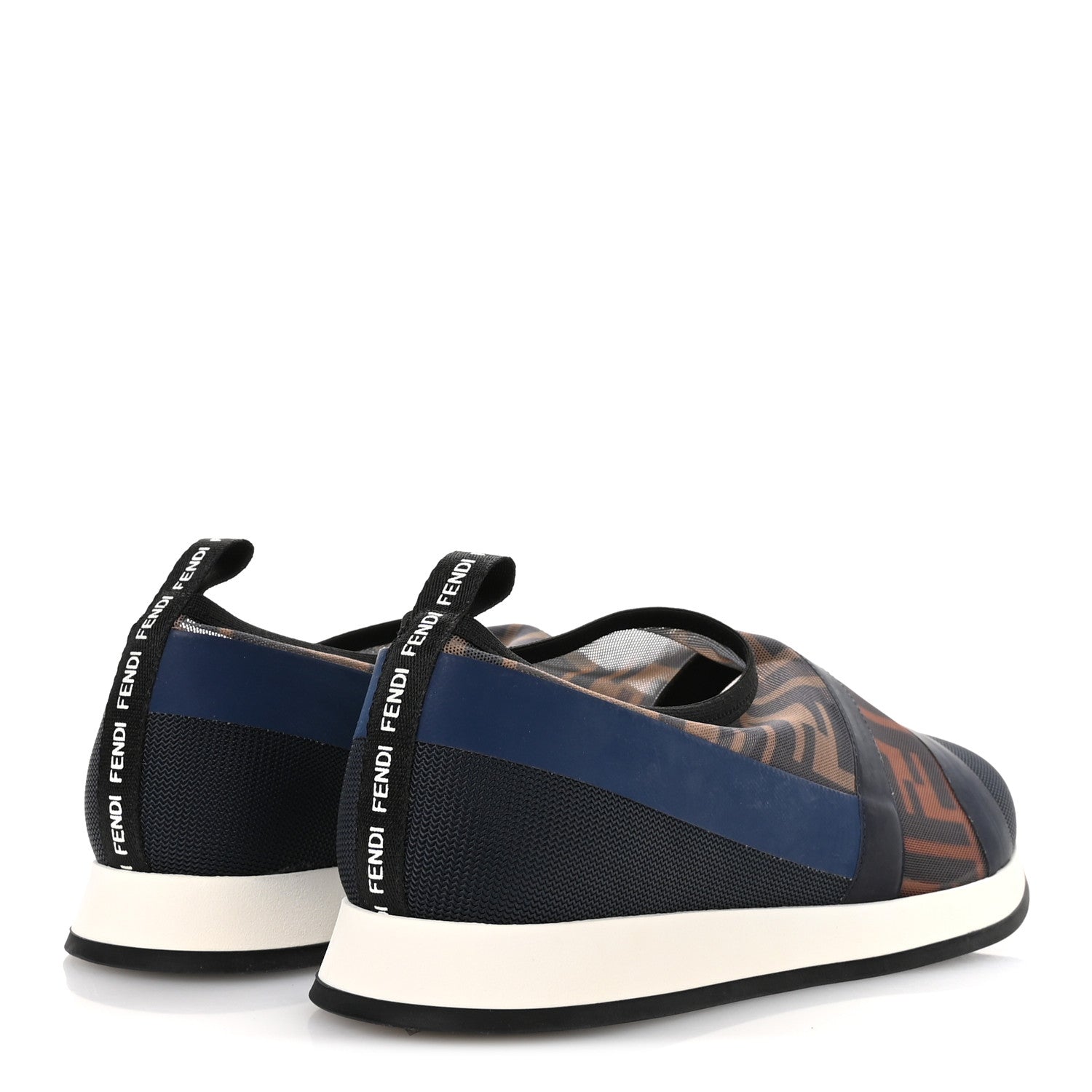 Fendi Technical Mesh FF Sneakers 38.5 Tobacco Navy 5 of 9