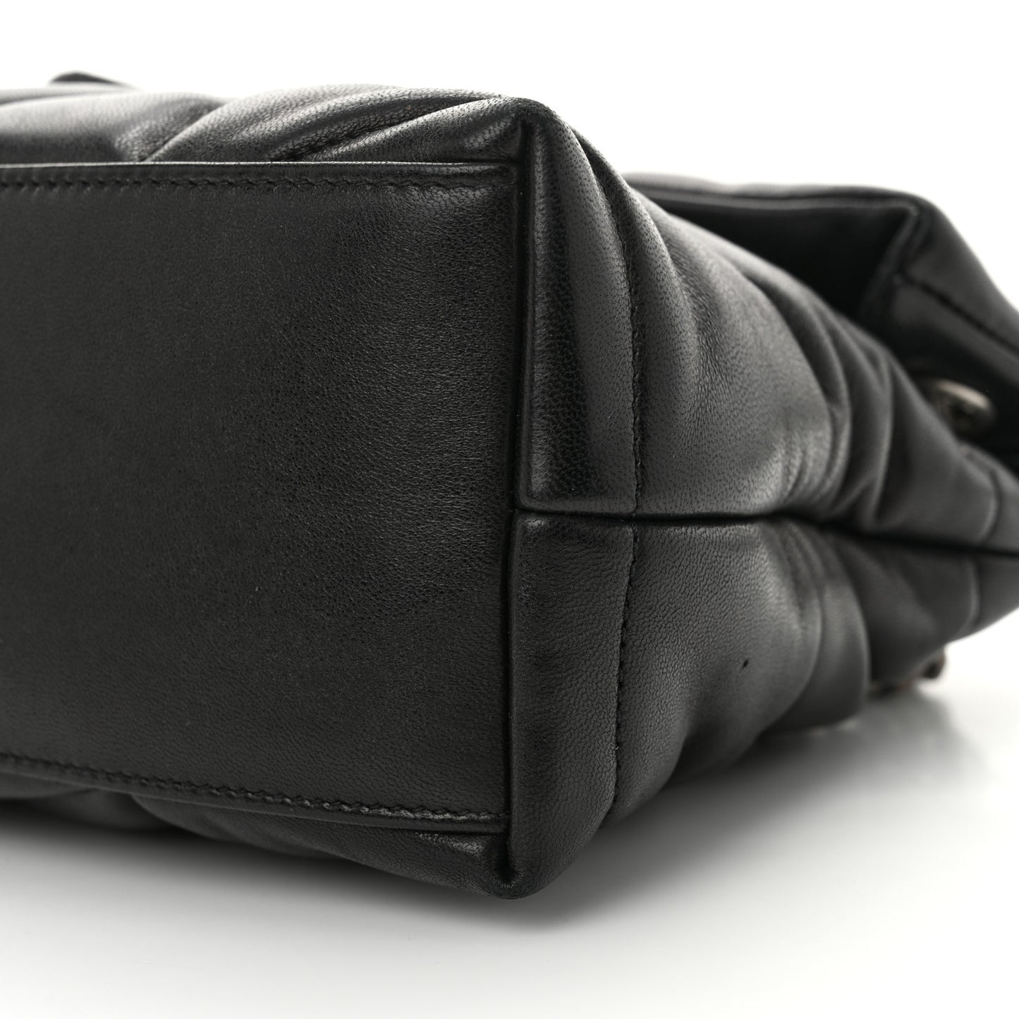 Lambskin Quilted Small Loulou Puffer Monogram Chain Satchel Black