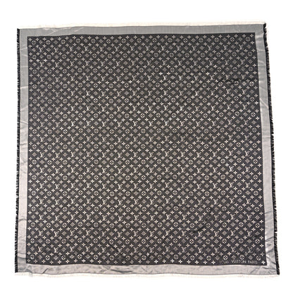 Louis Vuitton Silk Wool Monogram Denim Shawl Black 1 of 3