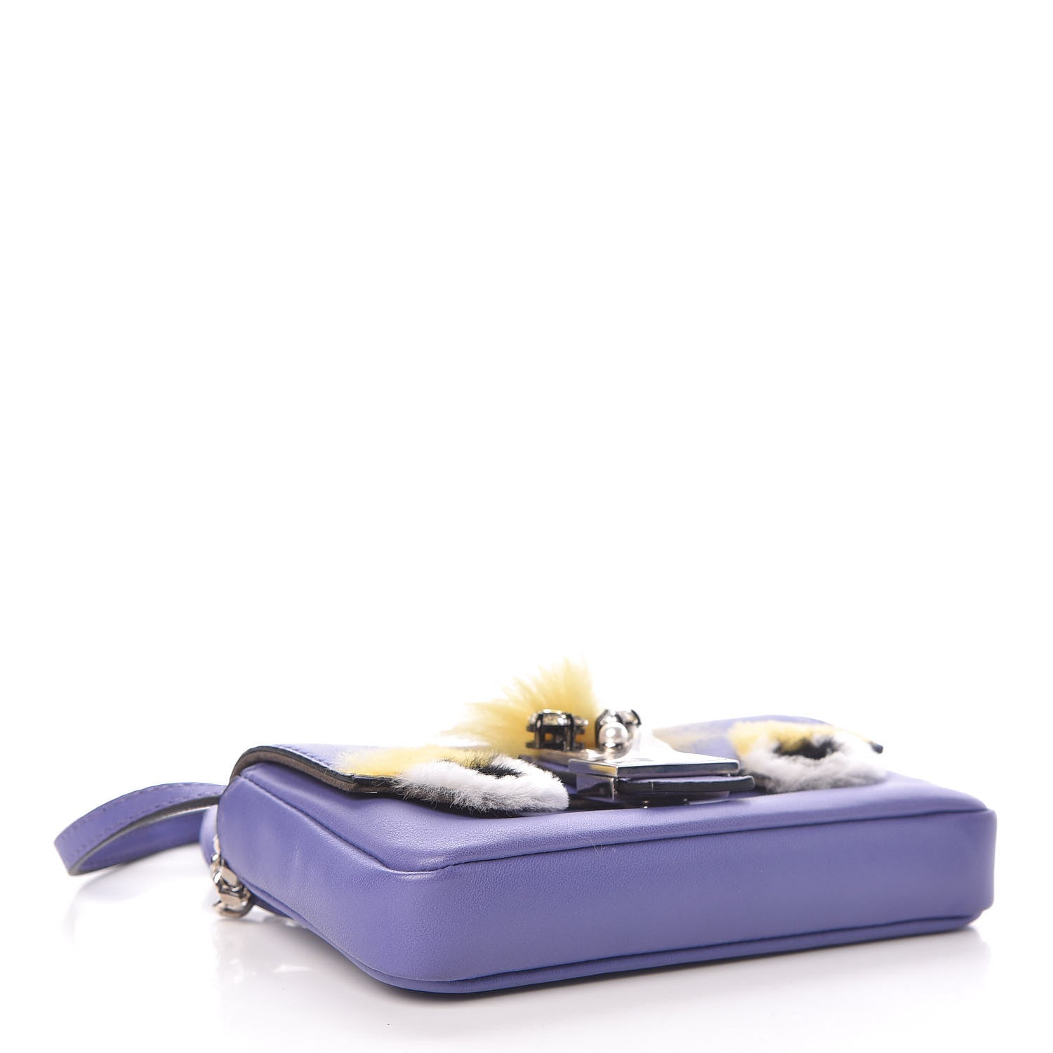 Fendi Nappa Rabbit Fox Fur Micro Buggie Baguette Cassis Giallo Multicolor 4 of 11