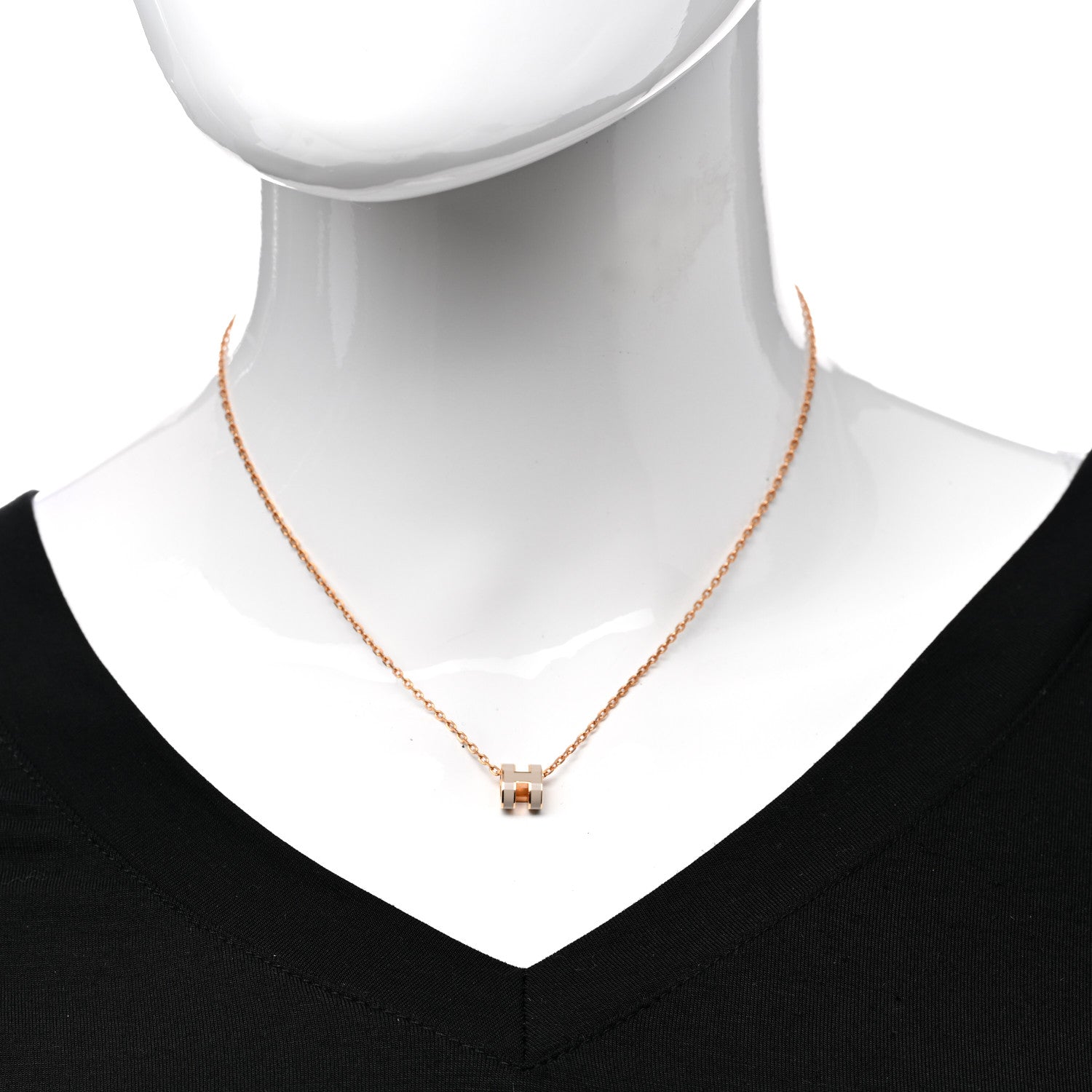 Hermes Lacquered Gold Mini Pop H Pendant Necklace Marron Glace 2 of 7