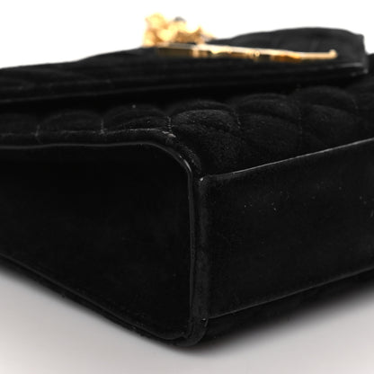 Saint Laurent Suede Mixed Matelasse Triquilt Medium Monogram Satchel Black 7 of 10