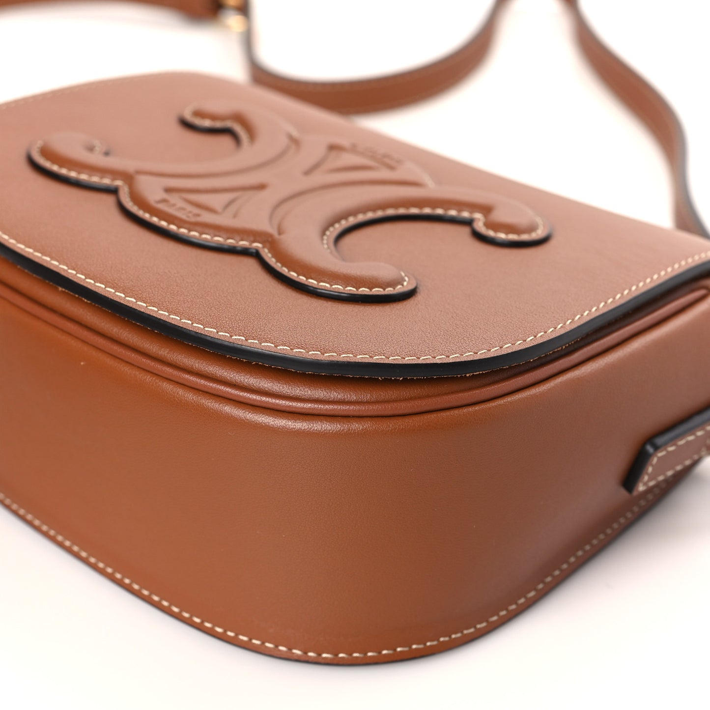 Smooth Calfskin Cuir Triomphe Folco Crossbody Bag Tan