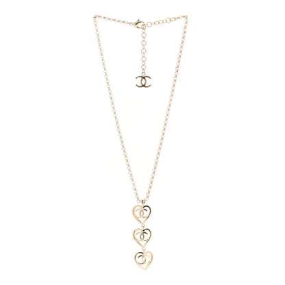 Chanel Metal CC Heart Coco In Love Drop Necklace Gold 3 of 6