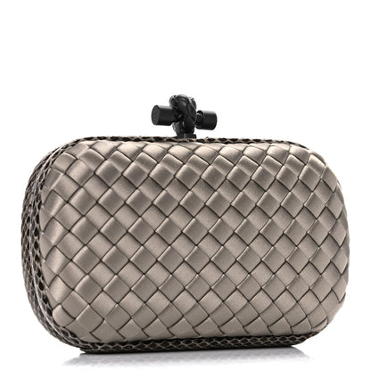 Bottega Veneta Satin Intreccio Impero Ayers Knot Clutch Taupe 3 of 10