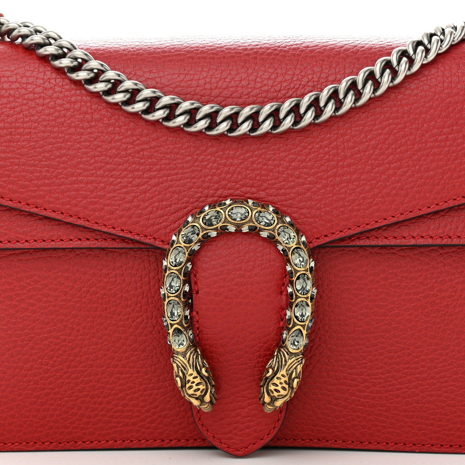 Gucci Dollar Calfskin Swarovski Crystal Small Dionysus Shoulder Bag Hibiscus Red 9 of 11