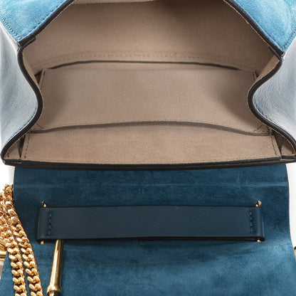 Chloe Suede Smooth Calfskin Mini Drew Shoulder Bag Majolica Blue 5 of 6