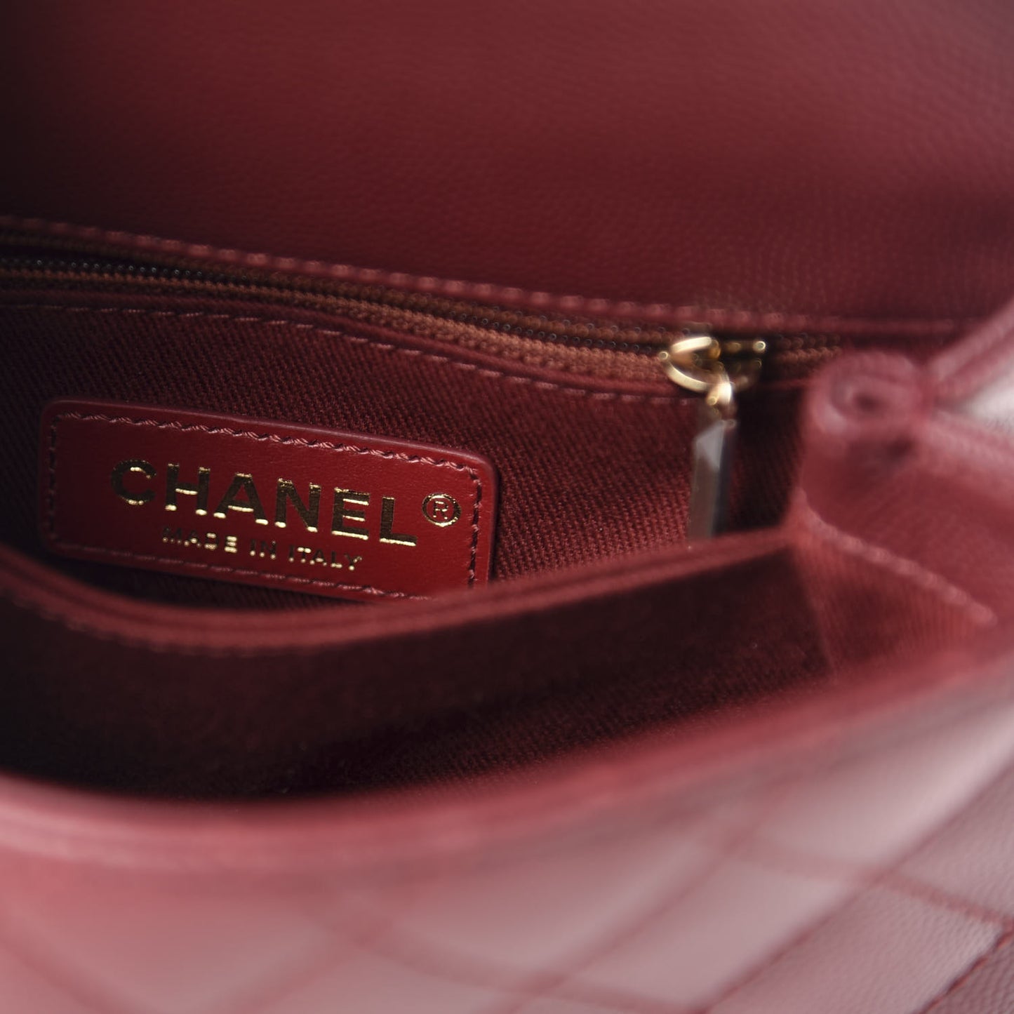 Caviar Quilted Extra Mini Coco Handle Flap Burgundy