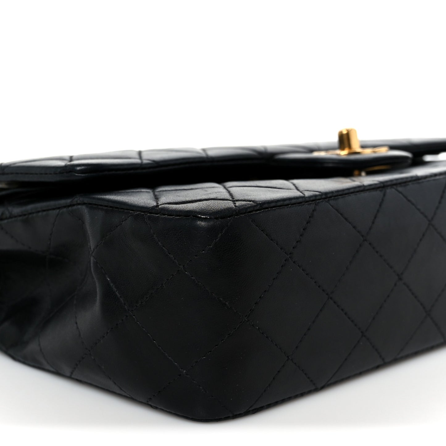 Lambskin Quilted Medium Double Flap Black