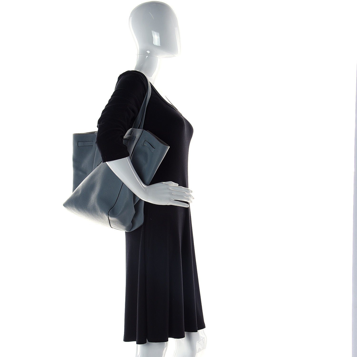 Celine Soft Grained Calfskin Small Belt Cabas Storm 2 of 12