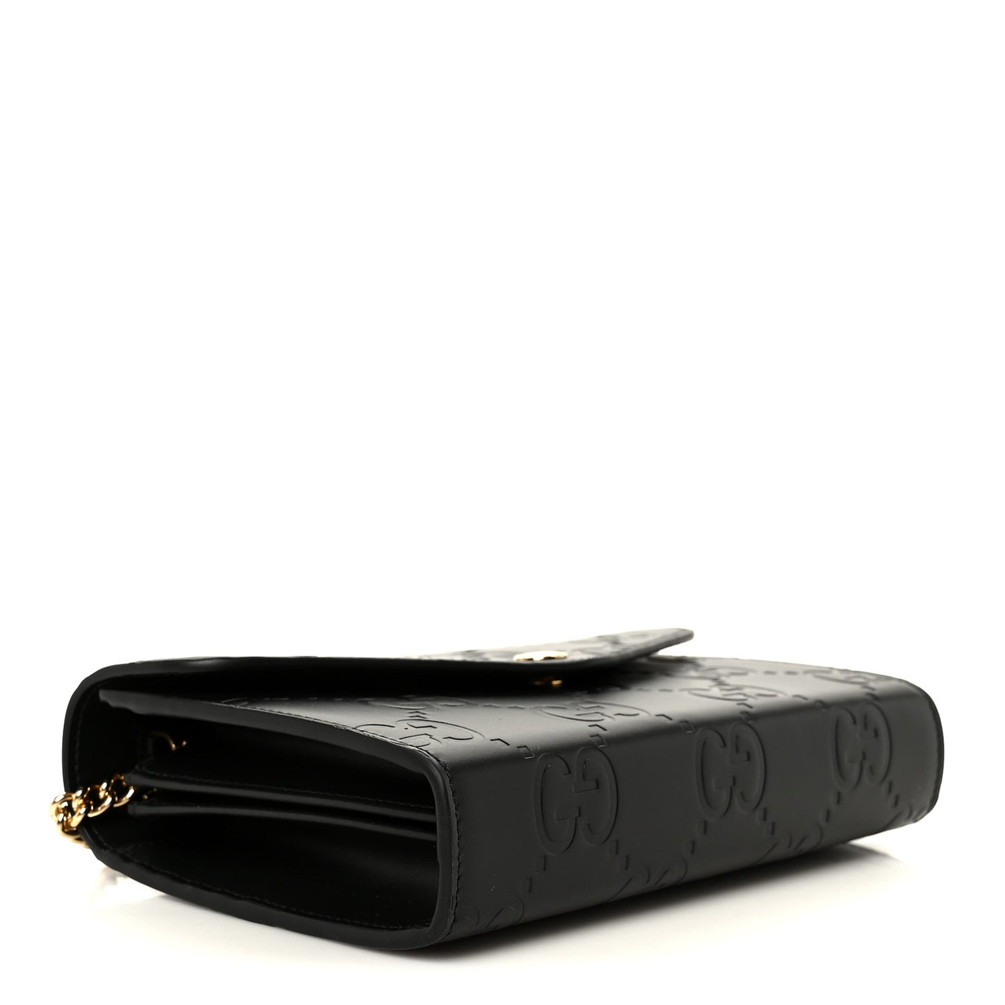 Calfskin GG Debossed Chain Wallet Black