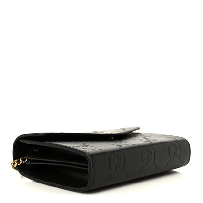 Gucci Calfskin GG Debossed Chain Wallet Black 4 of 10