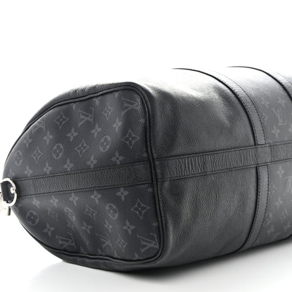 Louis Vuitton Taiga Monogram Eclipse Keepall Bandouliere 50 Black 9 of 10