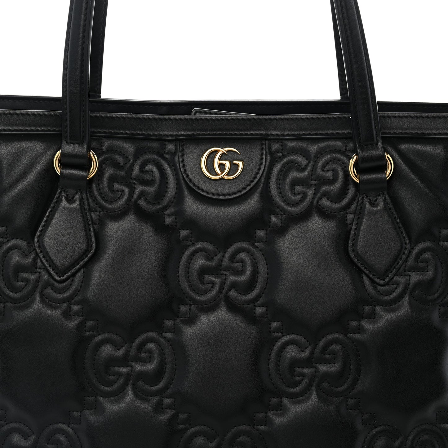 Calfskin GG Matelasse Medium Ophidia Shopping Tote Black