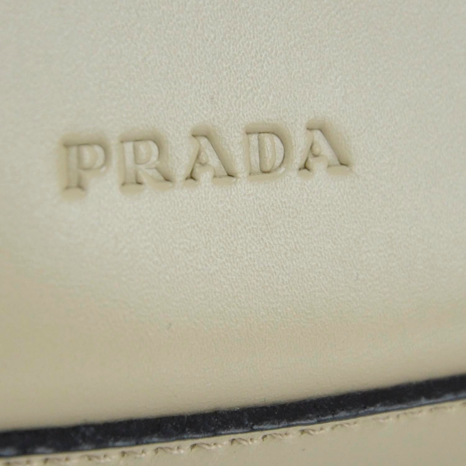 Prada Smooth Leather Shoulder Bag Beige 8 of 12