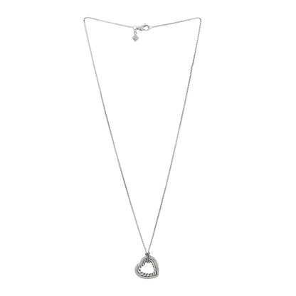 David Yurman Sterling Silver Diamond Open Heart Cable Necklace 3 of 4