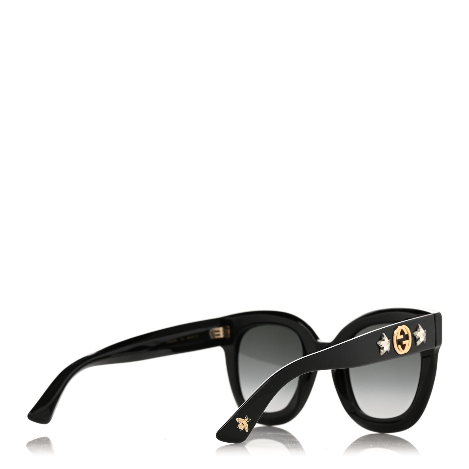 Gucci Acetate Crystal Star Round Frame Sunglasses GG0208S Black 4 of 8