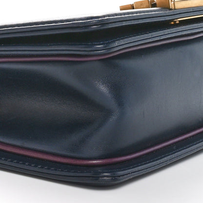 Chanel Calfskin Embossed Small Paris Salzburg Boy Flap Navy 8 of 10