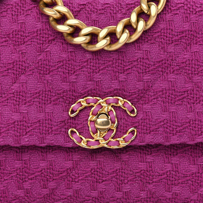 Chanel Tweed Quilted Medium Chanel 19 Flap Magenta 8 of 11