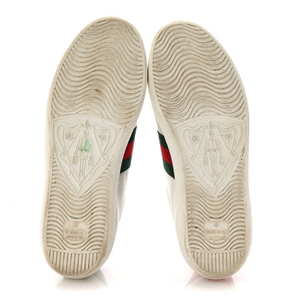 Gucci Calfskin Ayers Bee Embroidered Womens Ace Sneakers 36 White Green 6 of 10