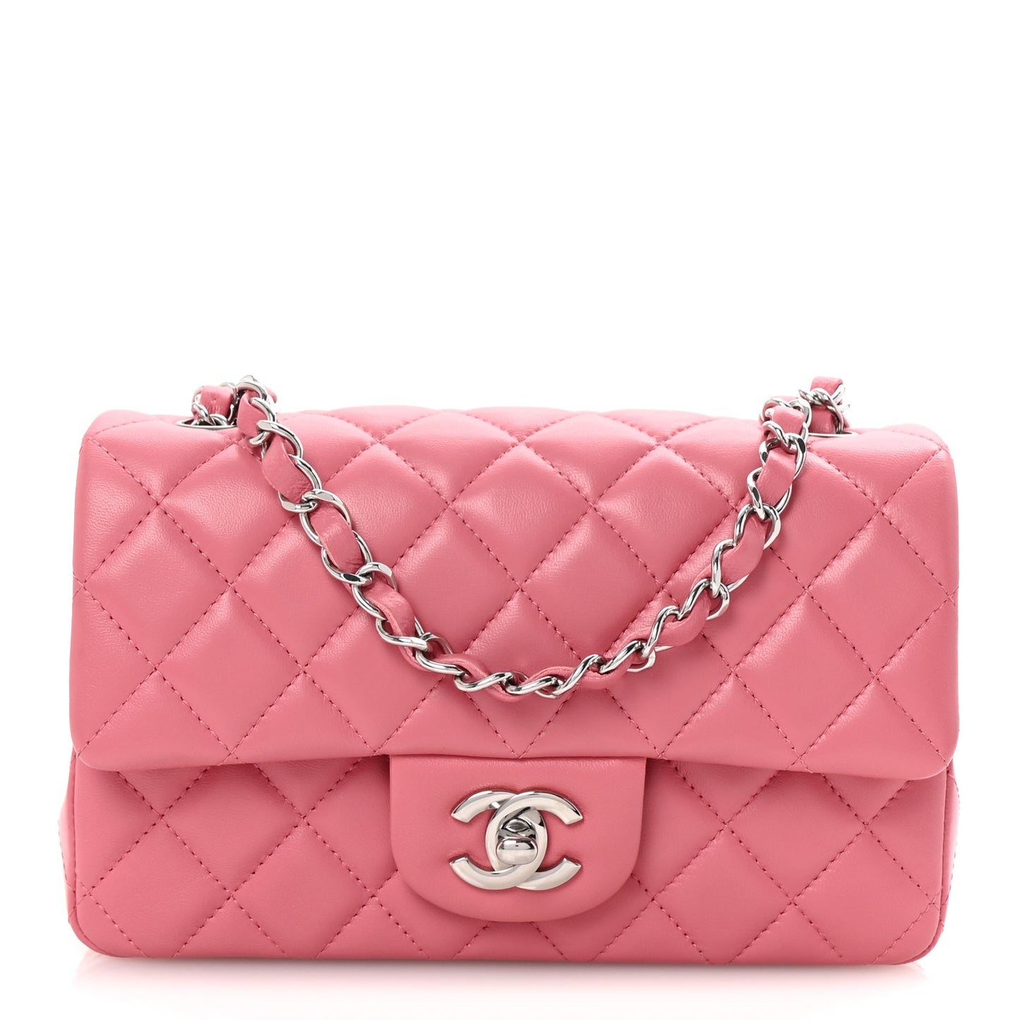 Lambskin Quilted Mini Rectangular Flap Pink