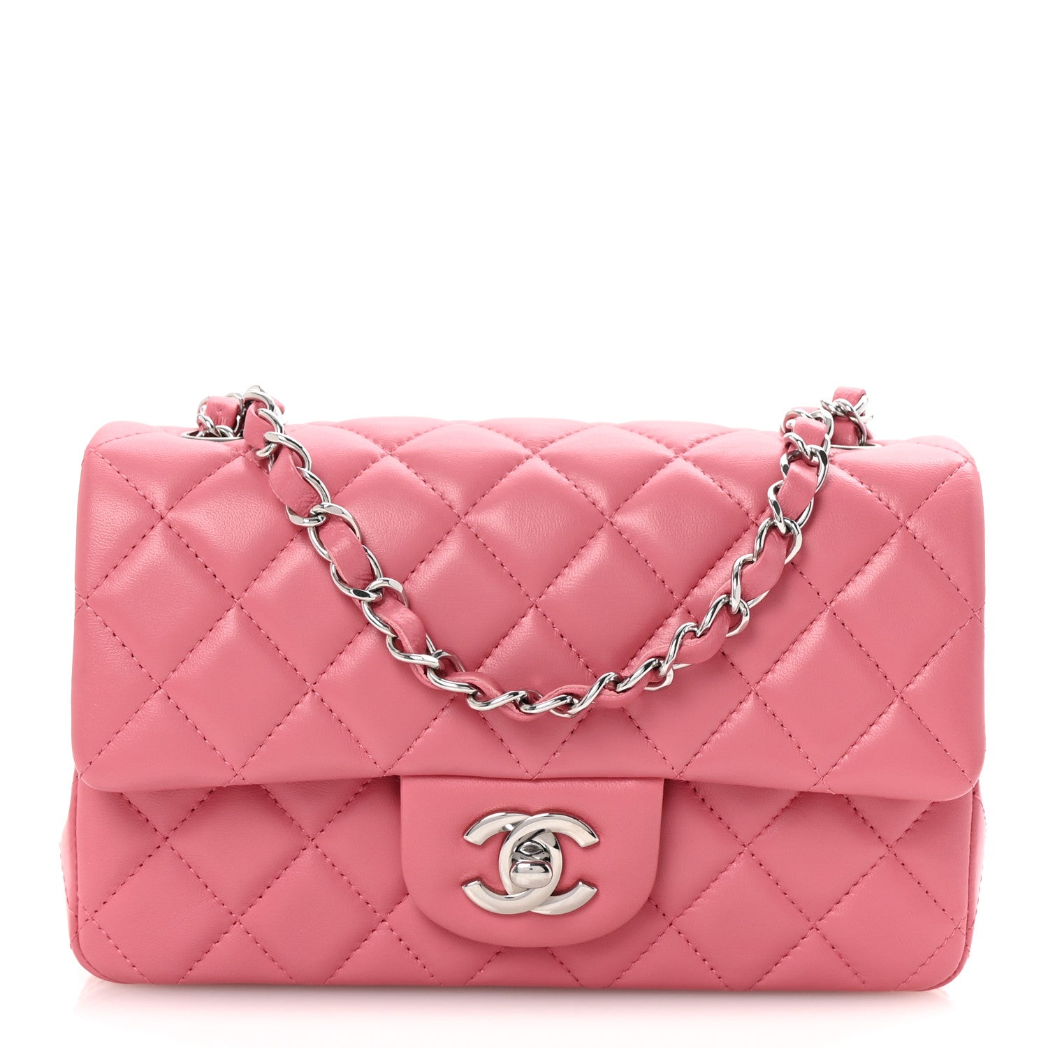 Chanel Lambskin Quilted Mini Rectangular Flap Pink 1 of 11