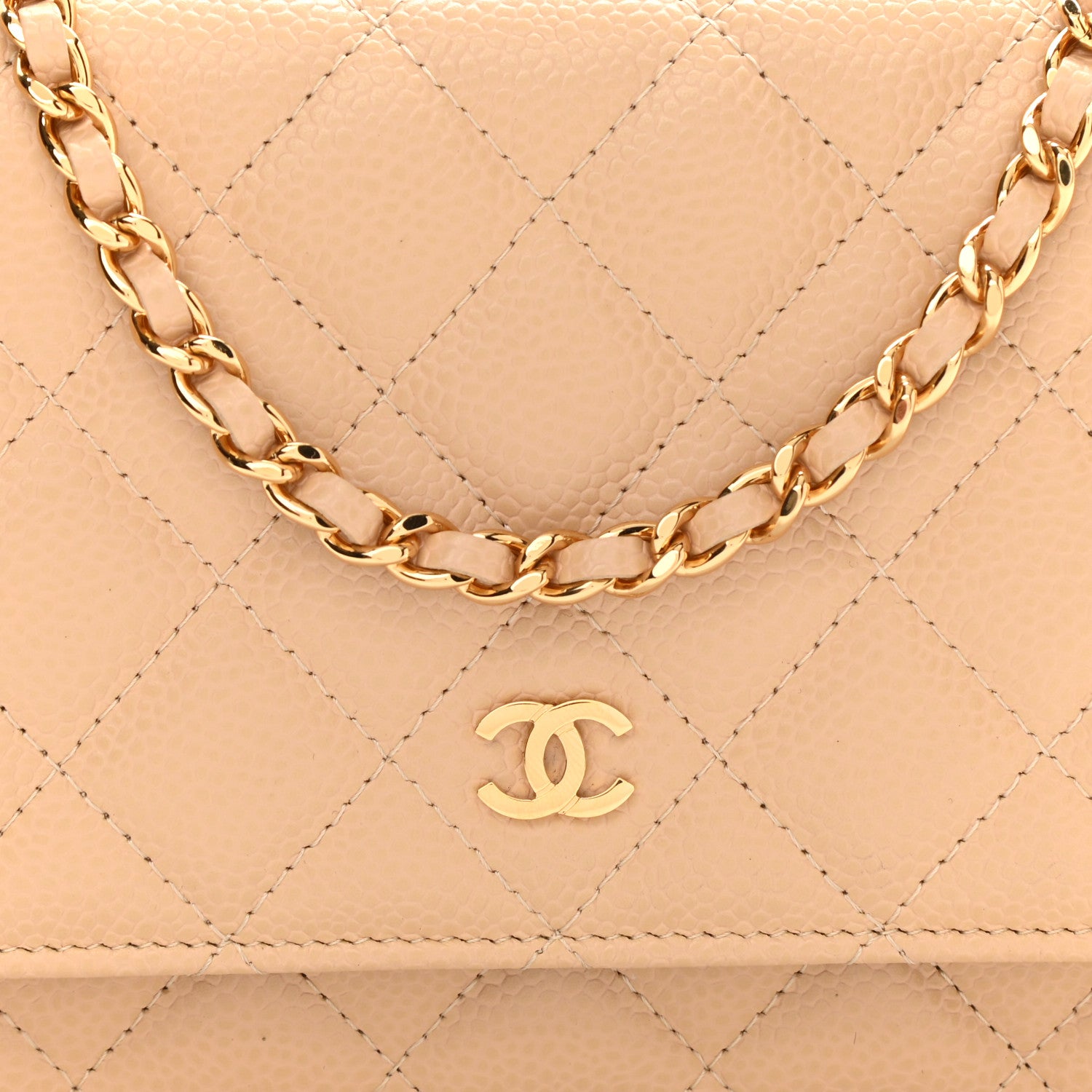 Chanel Caviar Quilted Wallet On Chain WOC Beige 9 of 11