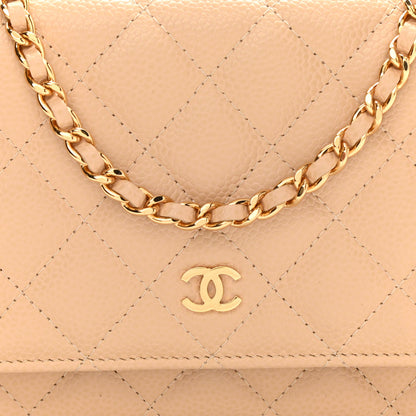 Chanel Caviar Quilted Wallet On Chain WOC Beige 9 of 11