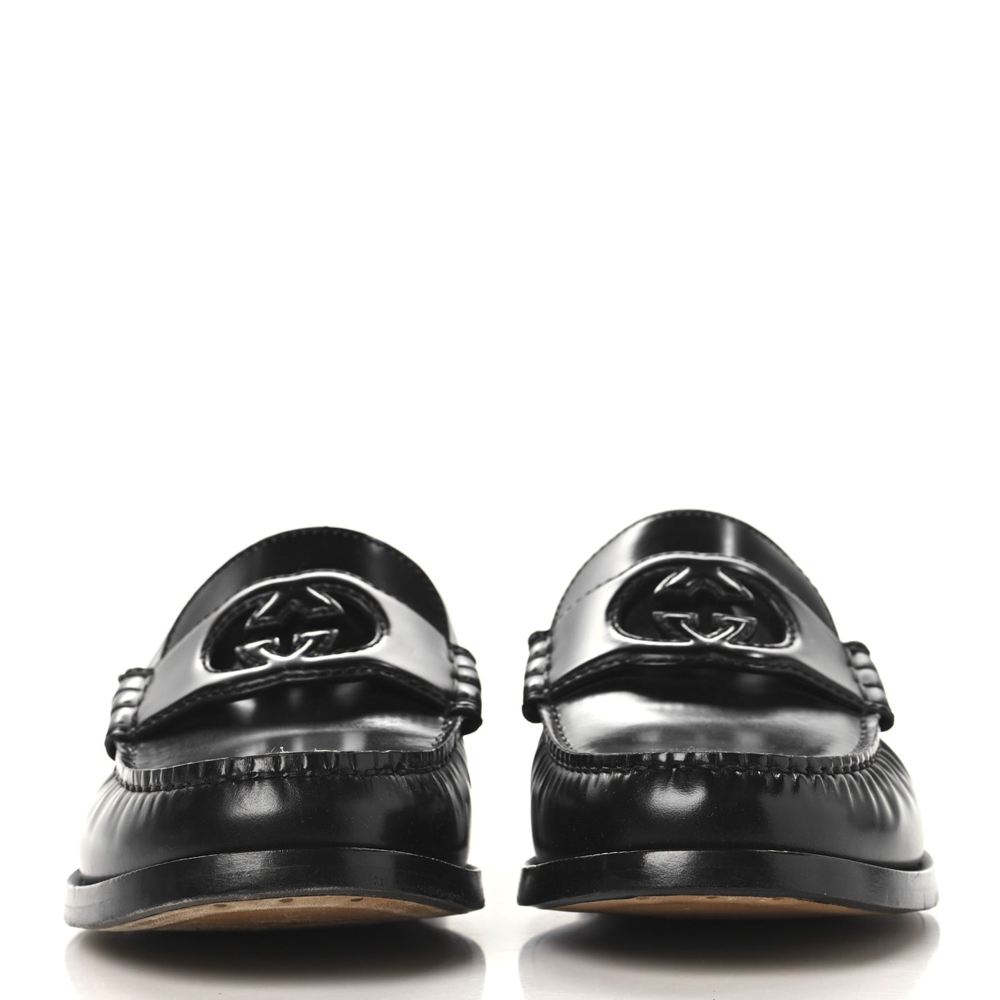 Calfskin Mens Interlocking G Millennial Ribot Loafers 8.5 Black