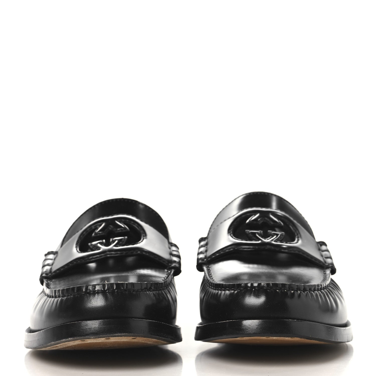 Gucci Calfskin Mens Interlocking G Millennial Ribot Loafers 8.5 Black 3 of 12